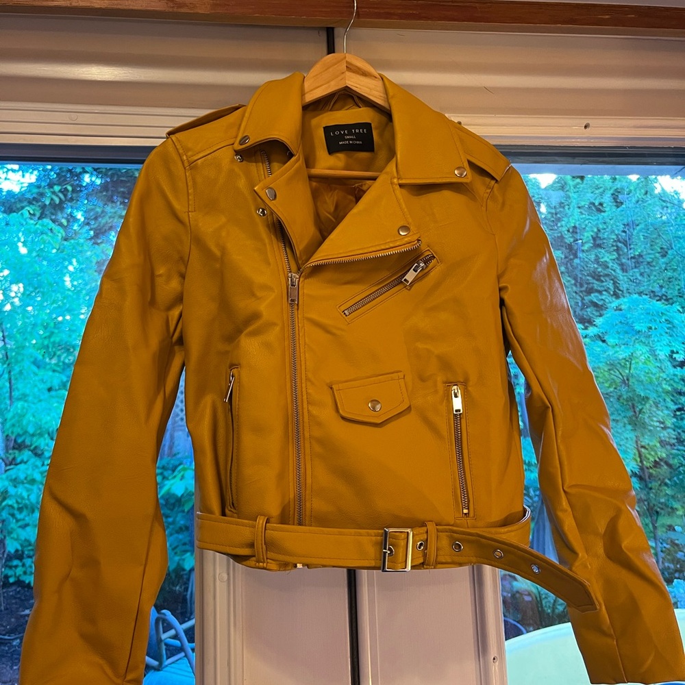 Yellow faux leather jacket